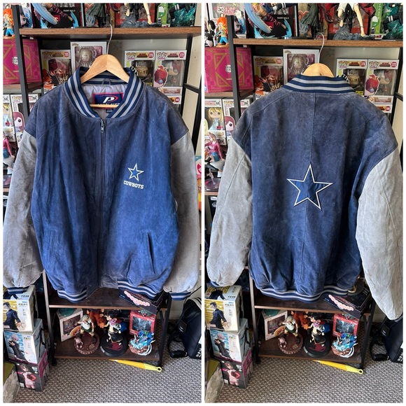 Pro Player Other - Vintage Pro Player Dallas Cowboys Blue Gray Leather Jacket Men’s 2XL NFL